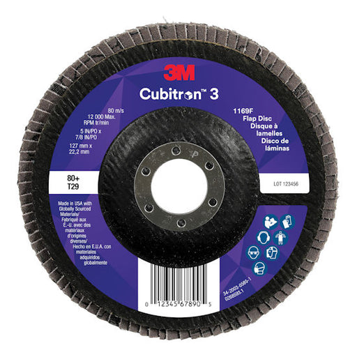 3M™ Cubitron™ 3 1169F Flap Disc, 5" x 7/8", T27, 40+ Grit, Ceramic - National Hardware Sales Ltd.