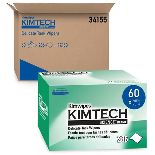 Kimwipes 34155 - Low Lint Delicate Task Wipes - 4.4" x 8.4"  - 60 Packages/cs