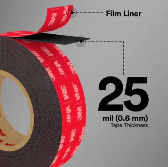 3M™ VHB™ Tape 5925 Black Double-Sided Acrylic Foam Tape 3/4" x 36 Yards | 0.025" Thick