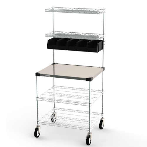 Metro CR2430DSS Delivery-Staging and Drive-Thru Wire Shelving Workstation, 24" x 30" x 65.75"