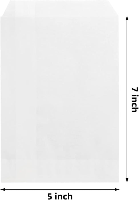 Glassine Waxed Paper Bag, Flat Glassine Lined Paper Gourmet Bags 5x7, (1000)