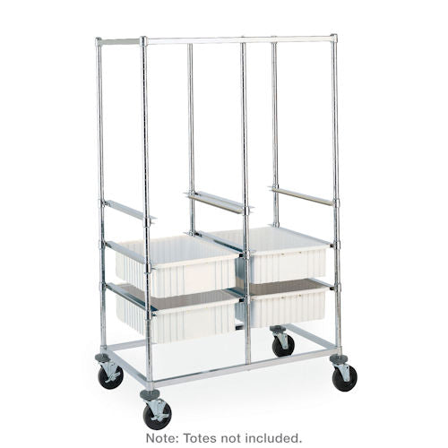 Metro Double-Bay Kitting Cart with Resilient Casters, 26" x 41" x 68"