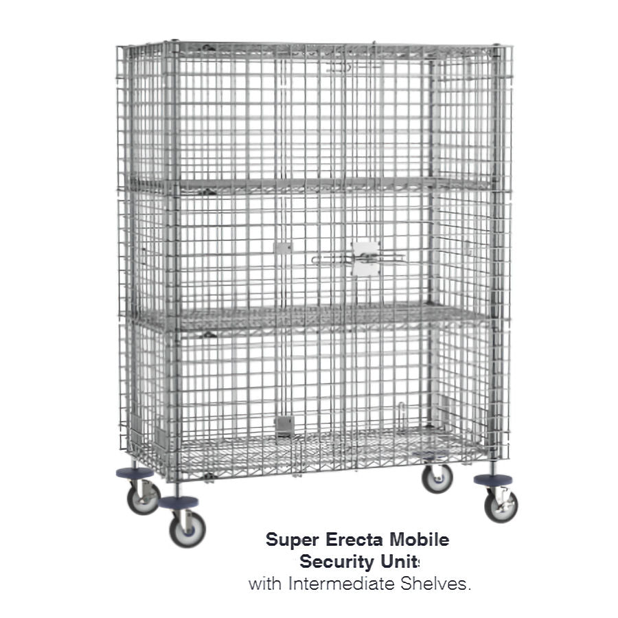 Metro SEC55EC-2SE Super Erecta Mobile Security Cart w/ two middle shelves - 24"  x 48" x 68-1/2"H