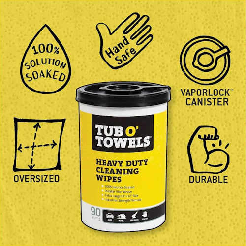 Tub O' Towels Heavy Duty Cleaning Wipes, 90-Count