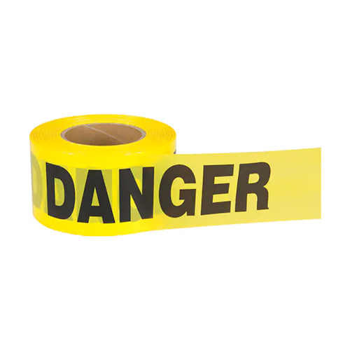 "Danger" Barricade Tape, Black on Yellow 3" x 1000'  2.5 mils