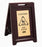 Rubbermaid Executive Wooden Multi-Lingual Caution Sign, 2-Sided, Gold