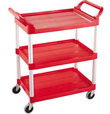 Rubbermaid 18" x 33" 3-shelf Utility Cart - Red - 200lb capacity