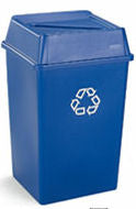 RUBBERMAID Square Recycling Containers -35 Gallon with Paper Slot Lid