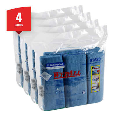 Wypall 83620 Microfiber Cloths with MicroBan - 15.75" x 15.75" -  Blue - Sold as a case