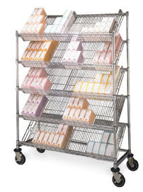 Metro Slanted Shelf Cart - 18"x48"x70"H - 5 shelves