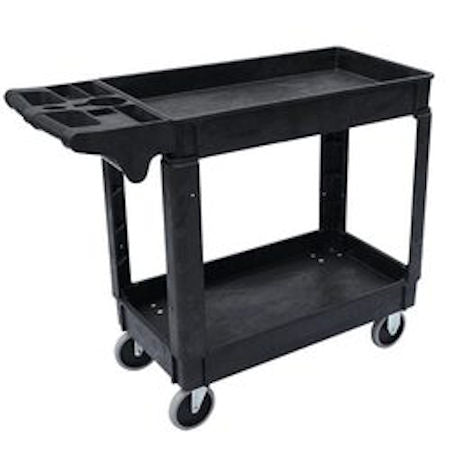 Globe 2-Shelf Utility Cart Medium with lipped shelves - Charcoal