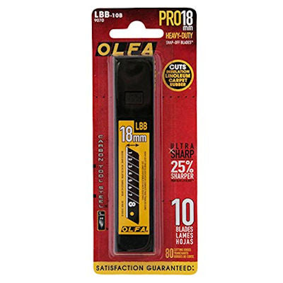 Olfa 9070 LBB-10B 18mm UltraSharp Black Blades, 10 Blades/pk