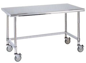 Metro Mobile Lab Table w/Stainless Top & 3-sided Frame 59-3/4" x 30"