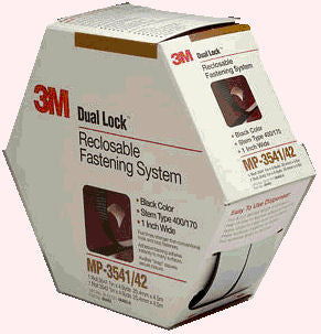 3M Dual Lock Recloseable Fastener MiniPacks MP3541/42, 1" x 5yd - Black