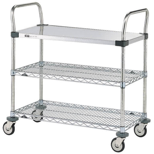 Metro MW403 Utility Cart, 1-Solid Stainless Steel/2-Wire Chrome Shelf 18"x36"