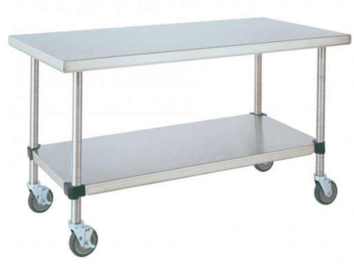 Metro MWT305FS Mobile Stainless Table 30" x 48" x34"H with SS Undershelf