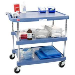 Metro MY1627-34 Polymer myCart - 3-shelf - 18" x 32"x 35-3/8"H Microban Blue