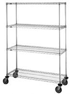 Metro Super Erecta Chrome Wire Stem Caster Cart - 4 shelves - 24" x 48" x 69"H - w/casters