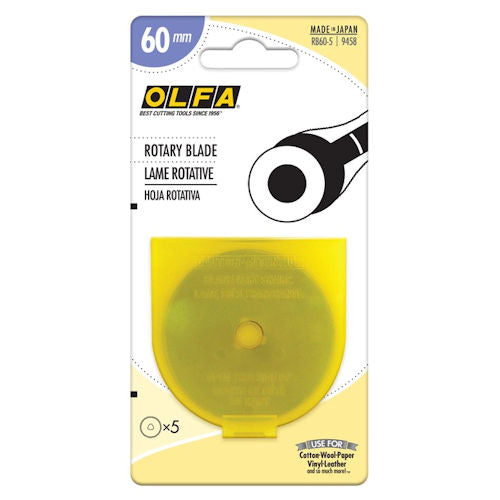 Olfa 9458 RB60-5 60mm Rotary Blade, 5 Blades/Pack