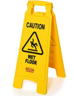 Rubbermaid Floor Safety Sign, "Caution Wet Floor" Imprint, 2-Sided, Yellow