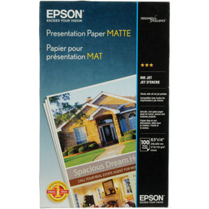 Epson S041067 Presentation Paper Matte - 8.5" x 14", 100 Shts/pk