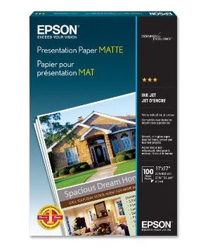 Epson S041070 Presentation Paper Matte - 11" x 17", 100 Shts/pk