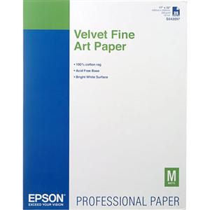 Epson Velvet Fine Art Paper  17" x 22", 25 Shts/pk -S042097