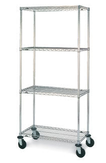 Metro Super Erecta Chrome Wire Stem Caster Cart - 4 shelves - 24" x 36" x 69"H - w/casters